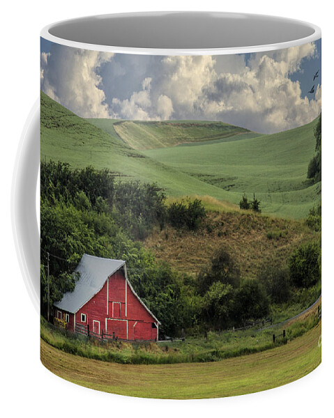 A Lovely Palouse Farm Coffee Mug featuring the photograph A Lovely Palouse Farm by Priscilla Burgers