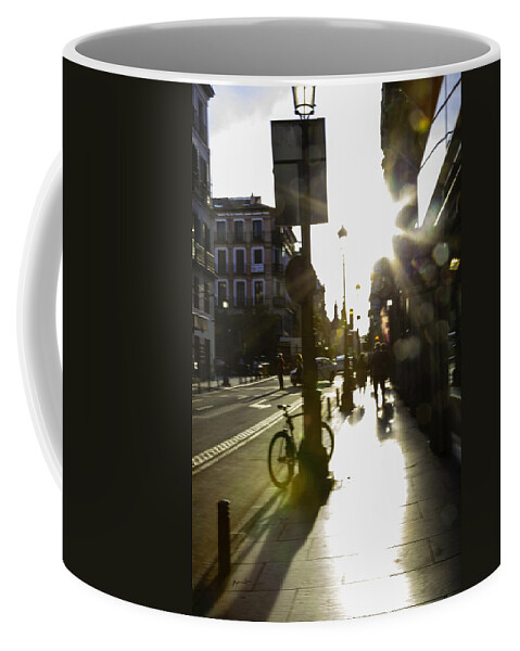 Street Scene Coffee Mug featuring the photograph A Madrid Street in Color by Madeline Ellis