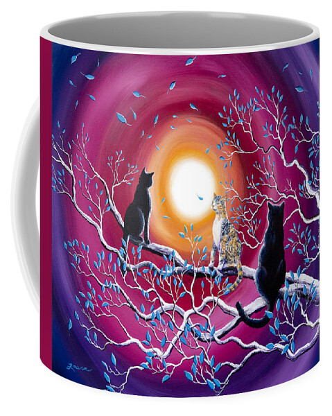 Tabbyco Coffee Mug featuring the painting A Magical Autumn Night by Laura Iverson