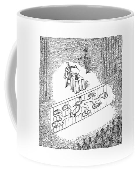 A Magician Is Seen On Stage Coffee Mug
