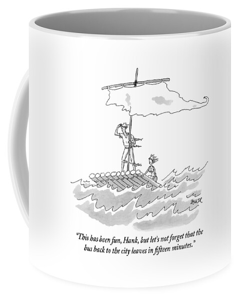 A Man And Woman Are Seen On A Raft With A Sail Coffee Mug