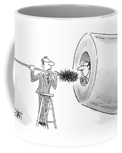 A Man In A Suit Prepares To Push Another Man Coffee Mug