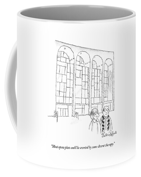 A Man In Glasses Talks To A Woman In Glasses Coffee Mug