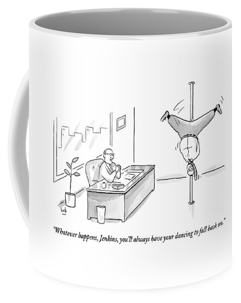 A Man Is Seen Pole Dancing In A Corporate Office Coffee Mug