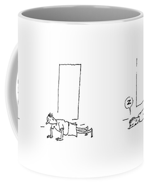 A Man Notices He Is Overweight In A Mirror Coffee Mug