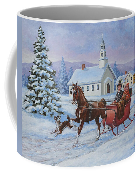 Horse Coffee Mug featuring the painting A One Horse Open Sleigh by Richard De Wolfe