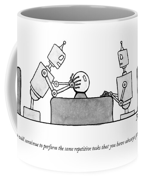 A Robot  Consults A Crystal Ball And Speaks Coffee Mug