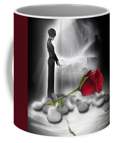 A Rose For Whitney Coffee Mug featuring the digital art A rose for Whitney - fantasy art by Giada Rossi by Giada Rossi