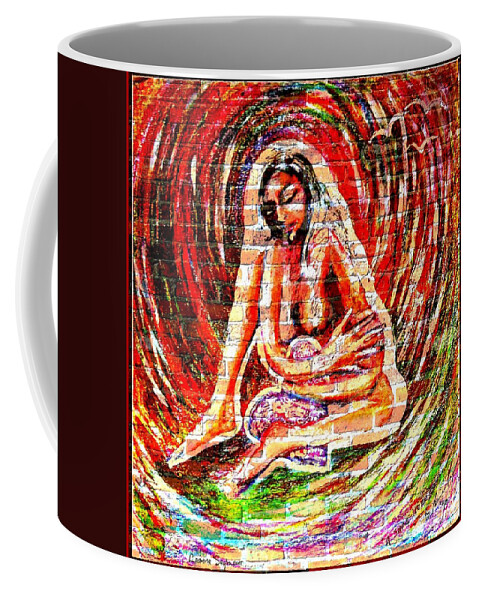 Heart Coffee Mug featuring the mixed media A Safe Heart - On The Wall by Leanne Seymour