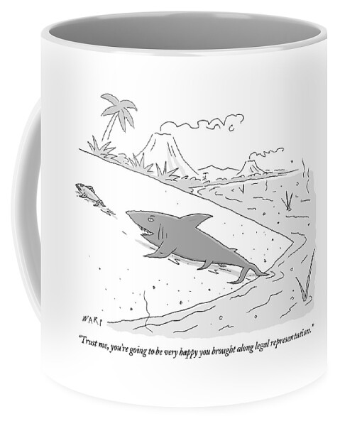 A Shark Speaks To A Fish As It Follows The Fish Coffee Mug