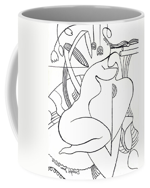 Drawing Coffee Mug featuring the drawing A Shoulder to Cry On no. 2 by Elisabeta Hermann