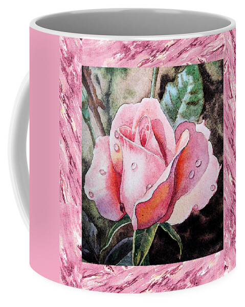 A Single Rose Coffee Mug featuring the painting A Single Rose Make Me Pink by Irina Sztukowski
