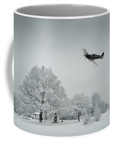 Supermarine Coffee Mug featuring the digital art A Spitfire Winter by Airpower Art