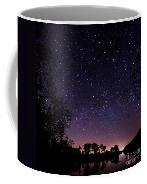 1x1 Coffee Mug featuring the photograph a starry night at the Inn by Hannes Cmarits