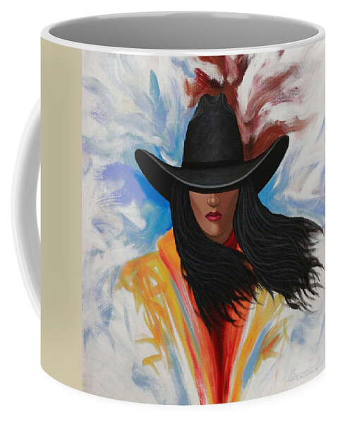 Cowgirl Coffee Mug featuring the painting A Stroke Of Cowgirl by Lance Headlee