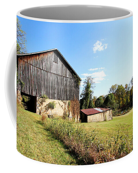 Barn Coffee Mug featuring the photograph A Sunny Day at the Old Barn by Trina Ansel