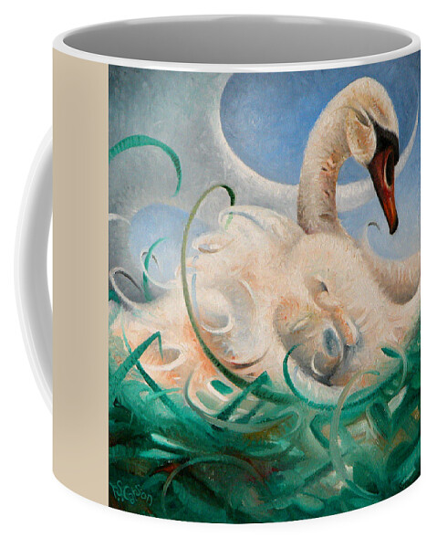 Swan Coffee Mug featuring the painting A Swan Song by T S Carson