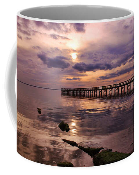 Hilton Pier Coffee Mug featuring the photograph A Touch of Orange at Sunset by Ola Allen