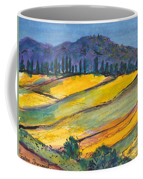 Painting Coffee Mug featuring the painting A Tuscan Hillside by Jackie Sherwood