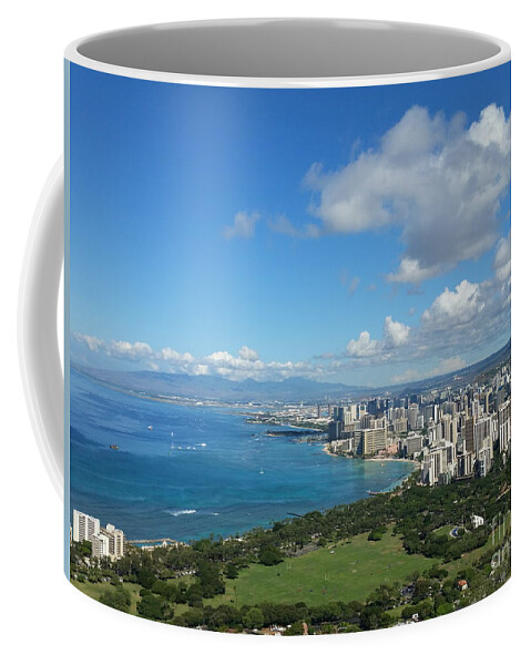 Diamond Head Coffee Mug featuring the photograph A view from Diamond Head, Oahu, HI by Lisa Billingsley