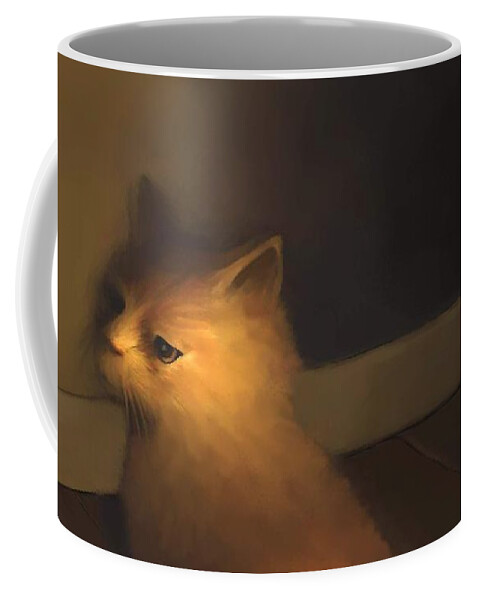 Diane Strain Coffee Mug featuring the painting A Warm Corner for Kitty  No.1 by Diane Strain