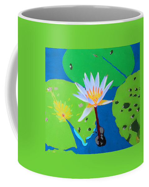 Water Lily Coffee Mug featuring the mixed media A Water Lily In Its Pad by Deborah Boyd