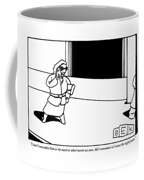 A Woman Is Seen Walking Down The Street Coffee Mug
