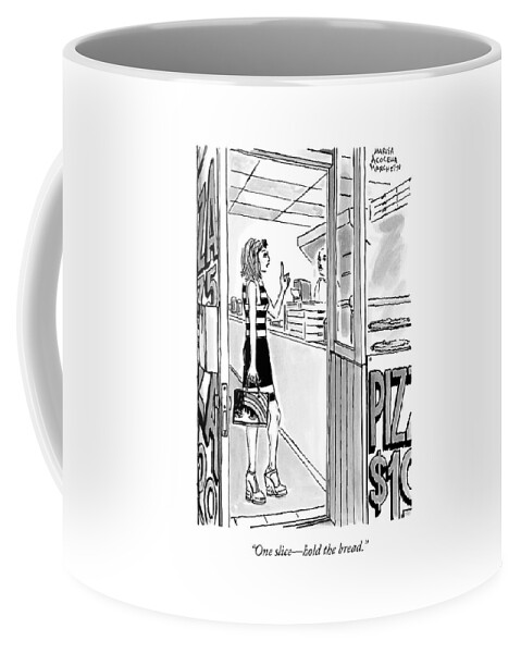 A Woman Orders A Pizza At The Counter Coffee Mug