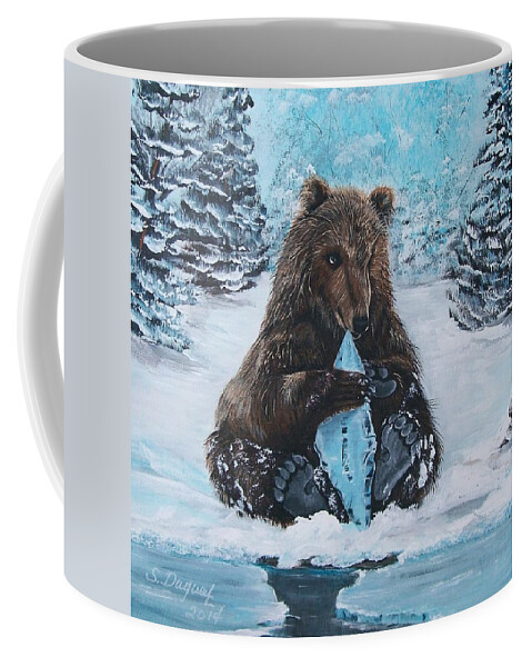 Protected Coffee Mug featuring the painting A Young Brown Bear by Sharon Duguay