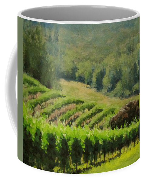 Winery Coffee Mug featuring the painting Abacela Vineyard by Karen Ilari