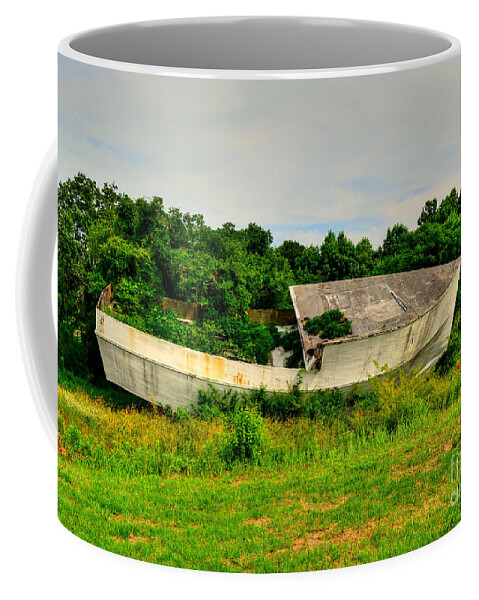 Boat Coffee Mug featuring the photograph Abandoned Boat by Kathy Baccari