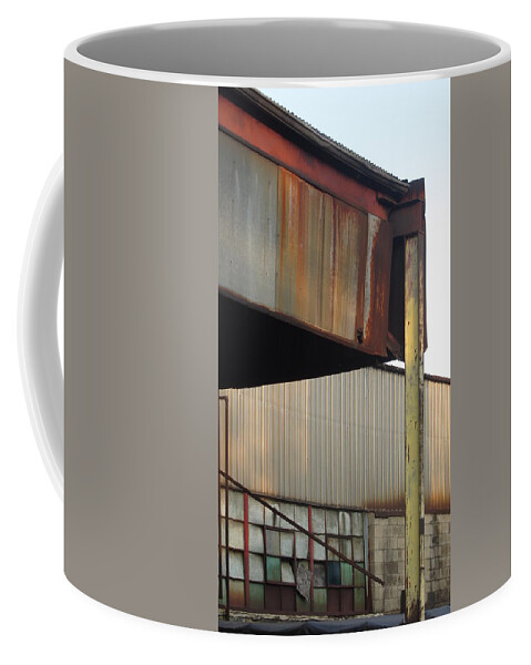 Metal Coffee Mug featuring the photograph Abandoned Factory Overhang by Anita Burgermeister