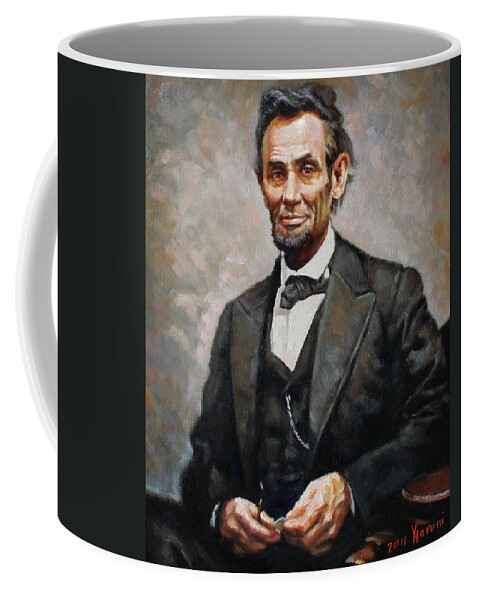 #faatoppicks Coffee Mug featuring the painting Abraham Lincoln by Ylli Haruni