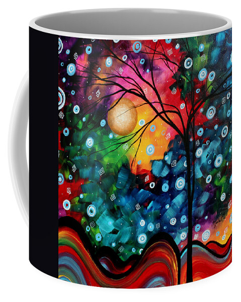 Abstract Coffee Mug featuring the painting Abstract Art Landscape Tree Painting BRILLIANCE IN THE SKY MADART by Megan Aroon