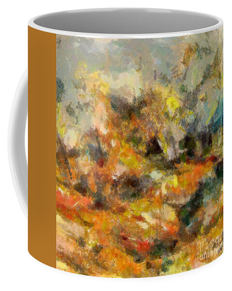 Abstract Autumn Coffee Mug featuring the painting Abstract Autumn 2 by Dragica Micki Fortuna