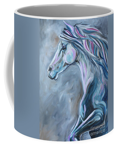 Horse Coffee Mug featuring the painting Abstract Blue by Debbie Hart
