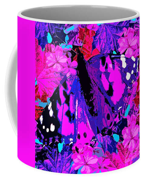 Abstract Coffee Mug featuring the painting Abstract Butterfly #1 by Saundra Myles
