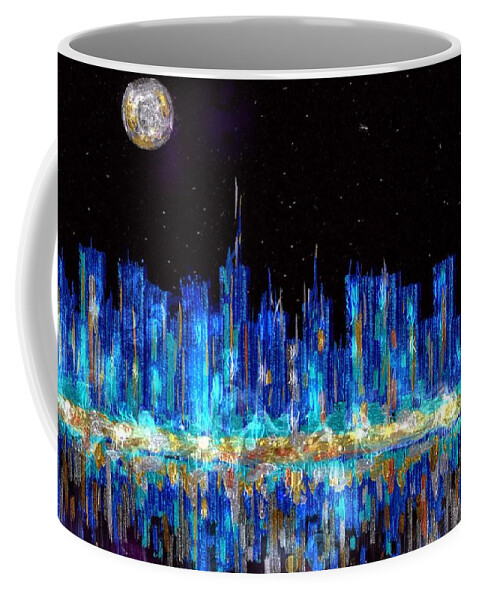 City Coffee Mug featuring the painting Abstract city skyline by Veronica Minozzi