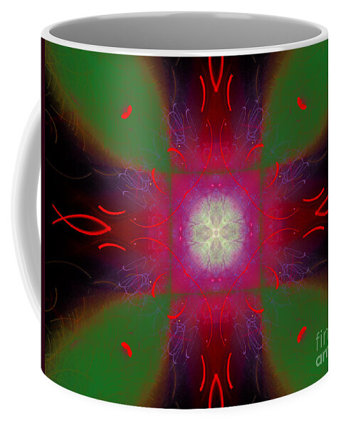 Abstract Coffee Mug featuring the digital art Abstract Cross Fish #4 by Russell Kightley