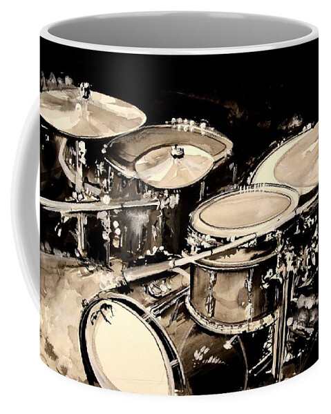Drums Coffee Mug featuring the painting Abstract Drum Set by J Vincent Scarpace