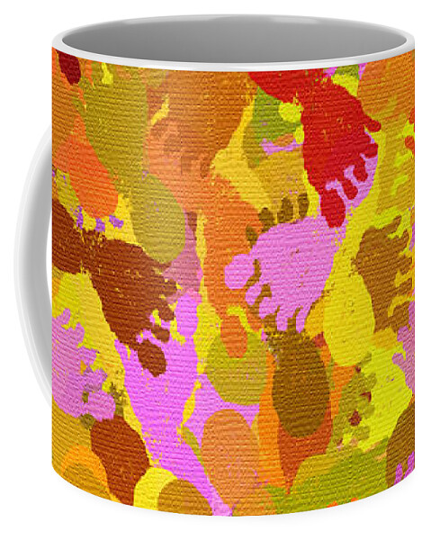 Abstract Coffee Mug featuring the mixed media Abstract Footprints by Christina Rollo