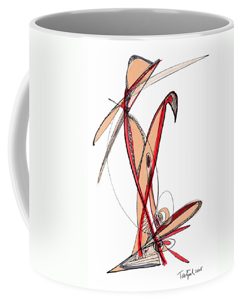 Abstract Coffee Mug featuring the drawing Abstract Pen Drawing Sixty-Five by Lynne Taetzsch