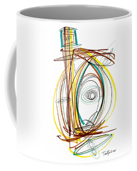 Abstract Coffee Mug featuring the drawing Abstract Pen Drawing Sixty by Lynne Taetzsch