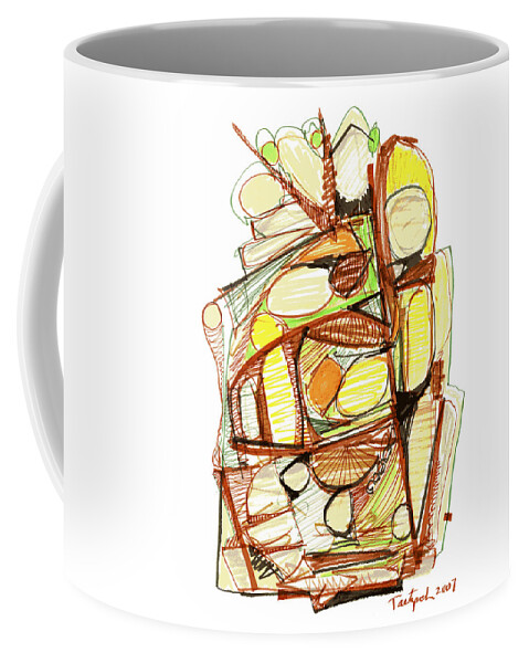 Abstract Coffee Mug featuring the drawing Abstract Pen Drawing Sixty-Three by Lynne Taetzsch