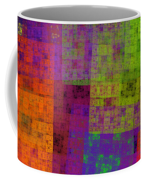 Andee Design Abstract Coffee Mug featuring the digital art Abstract - Rainbow Bliss - Fractal - Square by Andee Design