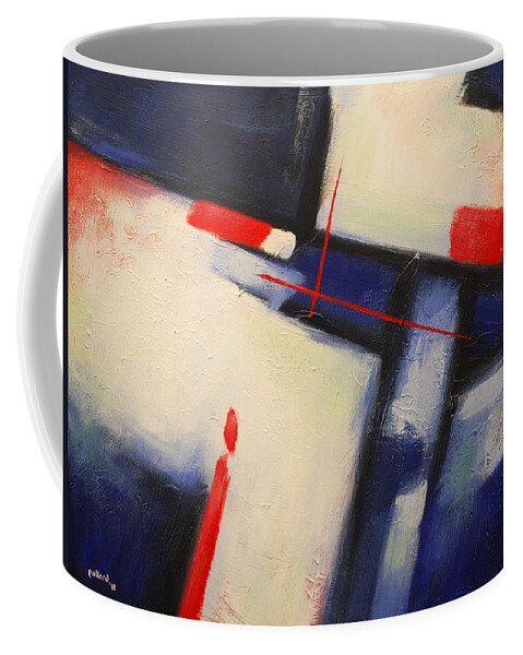 Abstract Coffee Mug featuring the painting Abstract Red Blue by Glenn Pollard