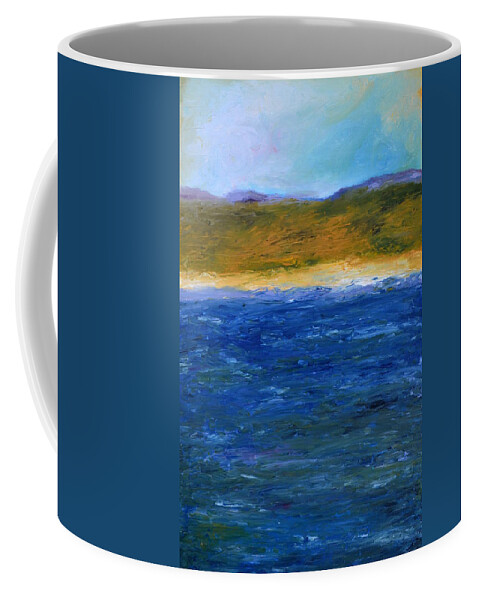 Lake Coffee Mug featuring the painting Abstract Shoreline by Michelle Calkins