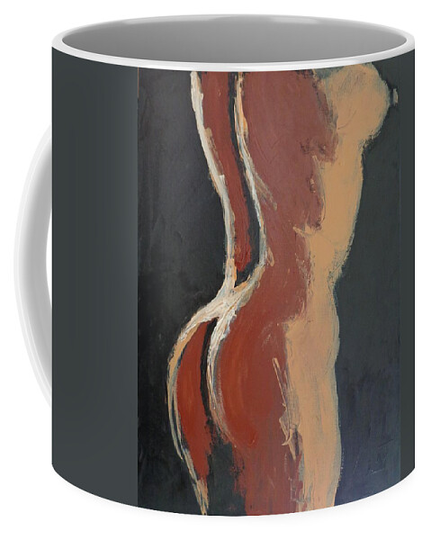 Abstract Coffee Mug featuring the painting Abstract Sienna Torso - Female Nude by Carmen Tyrrell
