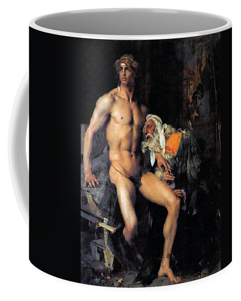 Jules Bastian Lepage Coffee Mug featuring the painting Achilles et Priam by Jules Bastien LePage