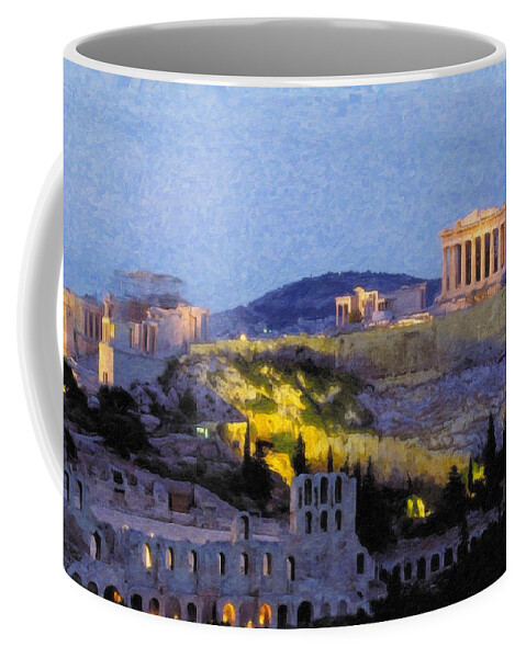 Acropolis Coffee Mug featuring the painting Acropolis Parthenon Grk1204 by Dean Wittle